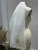 Hochzeitshaarschmuck 2024 Veu de noiva weiß Elfenbein eleganter Band Hochzeit Schleier billige Hochzeitszubehör Zwei Schichten kurzer Brautschleier mit Kamm