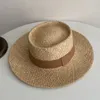 Szerokie grzbiet słomy fedora hat band band hats hats kobiety tkane słońce letnie holidaty Panama 240423