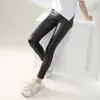 Trousers Girls Legs in Spring and Summer Thin Childrens Slim Fit Imitation Leather Pants Baby Elastic Pants 3-12 Years OldL2404