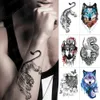 Tattoo Transfer Animal Waterproof Temporary Tatto Sticker Tiger Wolf Snake Skull Rose Glitter Body Art Transfer Fake Tattoo Men Women Tattoos 240426