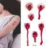 Party Decoration Halloween Zombie Scars Tattoos Waterproof 3D Bite Mark Tattoo Sticker With Fake Scab Blood Special Costume Small Neck Tatoo