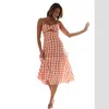 Grundläggande avslappnade klänningar Designerklänning Spring/Summer Women's Checkered Suspender Backless Dress
