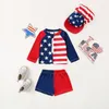 Kledingsets Boys Three Piece Rash Guard zwempakken lange mouwen sterren streepprint tops shorts badmode met zonnebrandjes