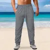 Pantaloni maschili pantaloni di lino da uomo design a strisce verticali pantaloni traspiranti sacchetto casual elastico in giro dritto gamba dritta pantaloni sport2404