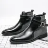 Vestido Sapatos de outono e inverno Botas de couro Big Yards Buckle Set Feet British British Formal Lefu Men's P125