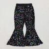Trousers Wholesale of childrens fashionable boutique clothing baby girls cute and real sequins soft and comfortable childrens bell bottomsL2404