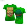 T-shirt maschile Tartaruga Turtle che gioca a stampa 3D Personality Street Hip-hop Fun Men and Women Round Neck Short Short Short Childrens Casual T-shirt TopXW