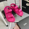 Women Ladies Calfskin Dad Sandals Quilted Summer Designer Sandles Shoes Platform Flats Low Heel Wedge Diamond Buckle apricot hospital desinateur colourful uncle