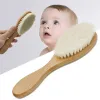 Care Baby Hairbrush Newborn Wood Comb Natural Wool Brush Spädbarn Huvud Massager Bad Brush Kid Comb Birth/Baptism Baby Shower Gift