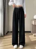 Women's Pants Black Suit LOOSE Casual Fashion Woolen Cloth Warm High Waisted Thickening Wide Leg Women
