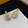 Pendientes de oro Pendientes Pendientes Diamantes de diamantes Pendientes de joyas para mujeres Lock Pendientes de corazón
