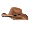 Berets Women Men Men Cowboy Hat Roll-Up brim Contrast Color Western for Daily Party