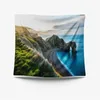 Tapisserier Sea View Tapestry Water Landscape Beach Decoration Ocean Beach Wall Hängande blå skummande filt Vacker scenisk heminredning