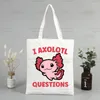 Сумки для покупок Axolotl ulzzang Shopper Сумка для печати Canvas милые мультфильмы сумочки Женщины животные kawaii harajuku плечо