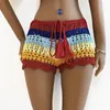 Femmes en tricot de plage Cover ups Crochet Hollow-out Sarongs Contrast Stripe See-Through Bikini Summer Bottoms