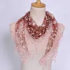 Shawls Sweet Pretty Elegant Hollow Lace Rose Floral Knit Triangle Mantilla Scarf Women Ladies Shawl Wrap Scarves d240426