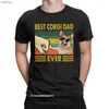 Men's T-Shirts Mens T-shirt the best ever corgi father Funny corgi owner Cool cotton T-shirt dog animal T-shirt round neck clothing gift creativityXW