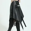 Jupes Coigarsam Femmes Jupe Spring Streetwear Vintage Solid Patchwork High Taist Stretch Black