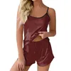 Pyjama de vêtements de nuit pour femmes pour femmes Soft Two Piece Loungewear Sans manches Slings Salle Shorts de couleur solide correspondant aux nuits de nuit en pyjamas