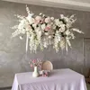 Dekorativa blommor 2,4 m lyxiga larkspur rose hortensia tak hängande blommig bröllop bakgrund deco enstaka dubbelsidig blomsterrad