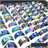 Bant Yüzük Toptan 100 PCS Lordlar Dua İngilizce Çapraz Paslanmaz Çelik Erkekler Kadın Moda Tanrı Serenity Ring Mix Renkler Drop de DH6XM