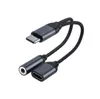 2 polegadas de carregador e áudio Tipo C Cabos fones de ouvido fone de ouvido Jack Adaptador Cabo de 3,5 mm de fone de ouvido auxiliar para cabos USB Android Phones