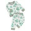 Kledingsets St Patricks Day Outfit Toddler Baby Girl Boy Pant Set Clover Print Sweatshirt Tops Drawstringbroek Springkleding