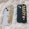 Cell Phone Cases Customized name big metal charm letter TPU phone case personalized cover suitable for iPhone 14Pro Max 11 12 13Pro Max 14Pro Plus Mini J240426