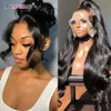 Synthetic Wigs 360 Full Lace Wig 32 inch Body Wave 13x4 HD Transparent Front Brazilian Remi 4x4 Closed Q240427