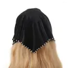 Scarves Solid Color Fashion Pearl Bandana Breathable Velvet Hair Bands Retro Decorative Headscarf