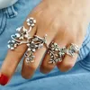 Cluster Rings Vintage Boho Jewelry Rose Flower для женщин Anillos Mujer Bohemian Antique Silver Color Midi Floral Cringle Кольцо