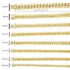 Мужские золотые цепочки ожерелье 4-20 мм квартира 10K/14K/18K Желтый твердый твердый золото кубинские цепи связки
