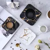 Mugs Marble Coffee Cup Black And White Saucer Cup. High Quality Set Cups