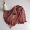 Shawls Linen Felfs for Ladies Solid Color Muçulmano Hijab Hijab Turbans Hijab para Mulheres D240426