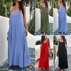 Womens Spring And Summer Elegant Solid Color Strap Dress