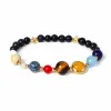 Strands Universo Galaxy Ocho planetas Pulsero Sistema solar Guardian Estrella Natural Peeds de piedra Pulseras para mujeres Joyería de pareja de moda