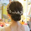 Clips de cheveux Elegant Women Accessoires Bridal Bandband Crystal Pearl Feuilles Hairband Head Ornement Bijoux pour le casque de mariage