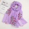 Shawls Fashion Floral Embroidery Chiffon Scarf Women Muslim Hijab Headscarf Soft Wraps Headband Summer Thin Sunscreen Shawls180*75cm d240426