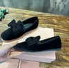 Mode sammet tofflor designer kvinnor mocka körskor loafers balett platt sula skor lyx läder plysch satin halva tofflor storlek 35-41