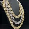 Gelado de 18 mm de largura 2 linhas Jóias de hip -hop 925 Sterling Silver Gold Plated Gold VVS Moissanite Cuban Chain Chain Colar