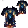 Herren-T-Shirts Mode 3D-Herren T-Shirt Personalisiert Trend gedrucktes Tier Tiger Wolf Muster kurzärmeliges Top T-Shirt Casual O-Neck Herren T-Shirtxw