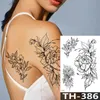 Tattoo Transfer Rose Peony Flower Girls Temporary Tattoos For Women Waterproof Black Tattoo Stickers 3D Blossom Lady Shoulder DIY Tatoos 240427