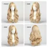 Synthetic Wigs Long wave light gray synthetic wig with bangs suitable for women. Natural role-playing party daily use of hair heat-resistant Q240427