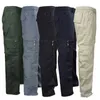 Mäns byxor herrar fast färg elastisk sommarlastbyxor bomullsfrakt Combat Work Casual Pants Safari Style Fashionable Street Clothll2404