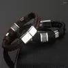 Bracelets de charme Niuyitid vintage Bracelet en cuir authentique Men de boucle magnétique Boucle tressée corde masculine accessoires
