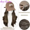 Perruques synthétiques Aosqueen Femmes longs Fashion One Piece Micro Micro Curled Baseball Hat Wig Natural Fluffy Q240427