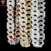 Arrivée pour le rappeur Men 15 mm Two Raw Iced Out S925 Hiphop 18K Gold plaqué rond Baguette VVS Moisanite Cuban Link Chain