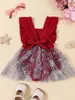 Vestidos de garotas Baby Summer Tulle Rodper Dress Dress Dress Mleeless Mesh lantejas de macacão princesa macacão com bordado floral