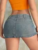 Y2K Trendy Sexy Women 90s Retro Denim Mini Rok Preppy Low Taille Aesthetic Bodycon A-Line Rok Party Clubwear 240426