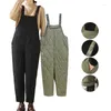 Frauenhose Frauen Herbst Winter Warm gepolstert gesteppte Overalls halten ärmellose Overalls Chic Casual Lose Hosentern Hosen Hose